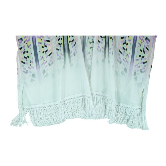 NWT $79 Victoria's‎ Secret Women's Geometric Abstract Pattern Fringe Kimono Sz M - Picture 2 of 6